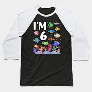 4th Birthday Party Tropical Fish I'm Four Years Old age Bday Baseball T-Shirt